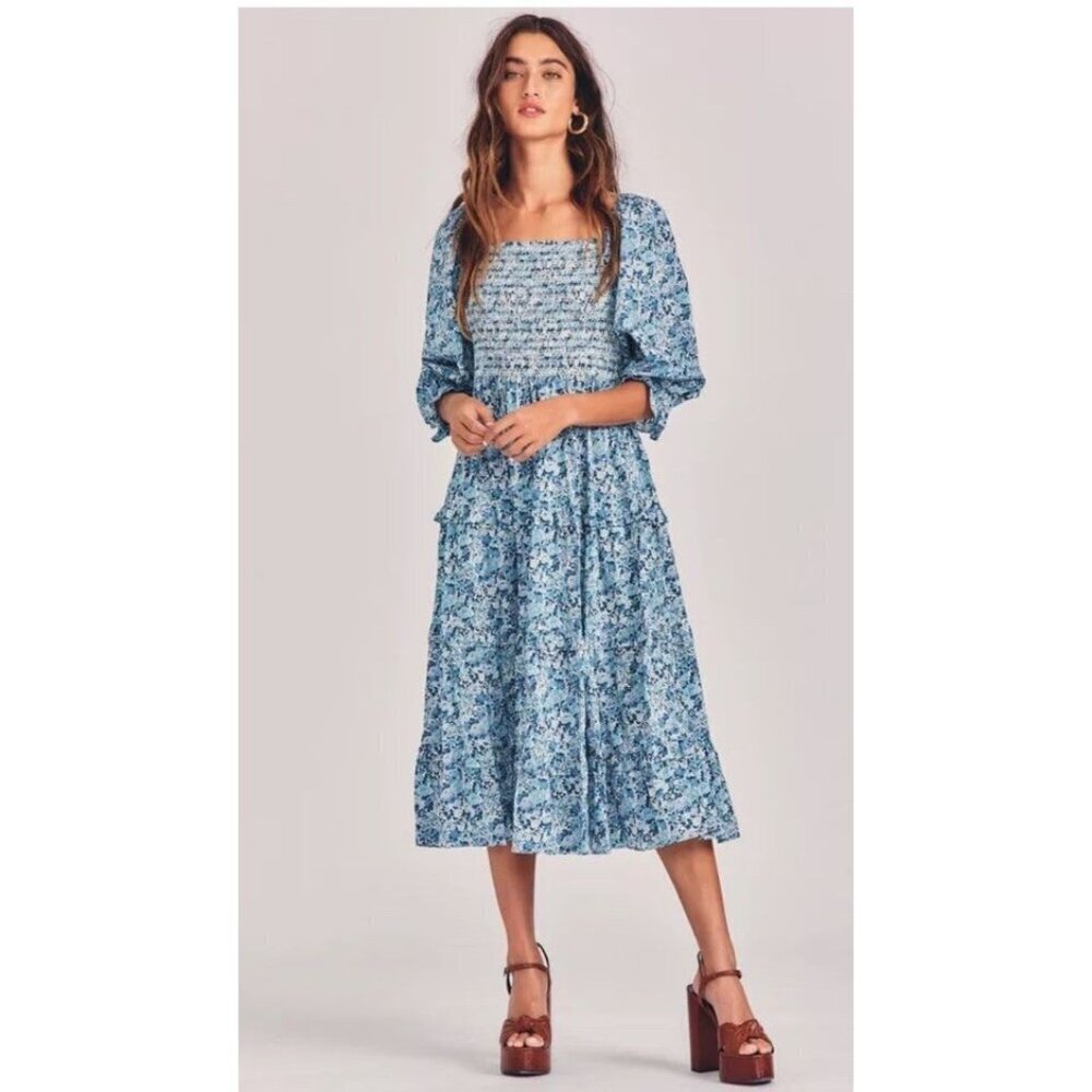 Loveshackfancy x Liberty Minnie floral smocked prairie cottage core midi dress P